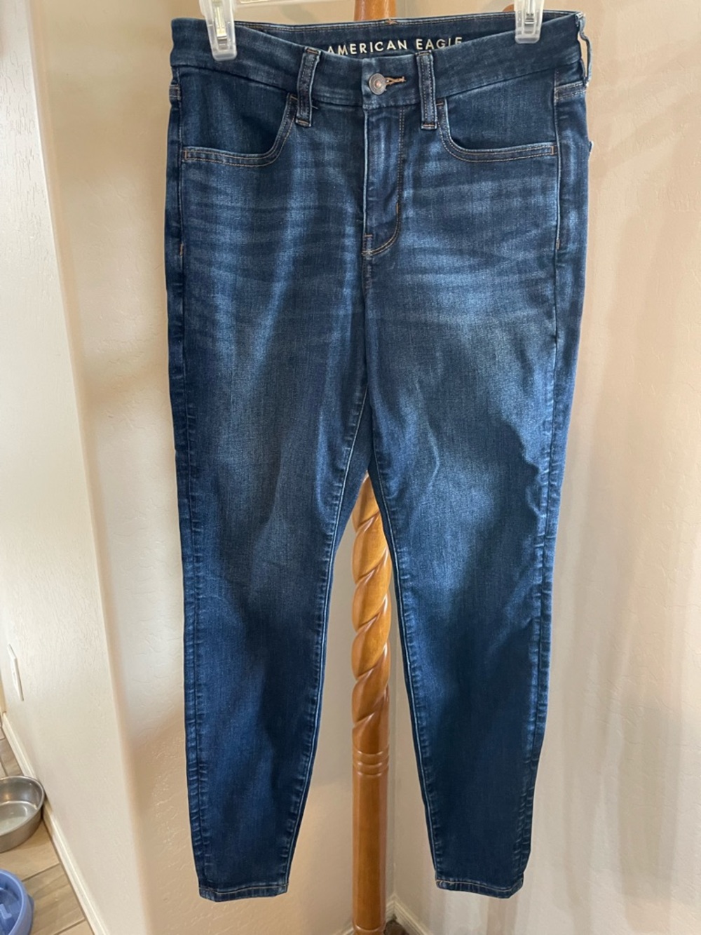 American Eagle High Rise Dark Wash Jeggings Stretch Skinny Jeans size 6 reg